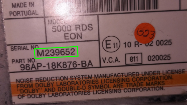 ford 5000 rds label serial